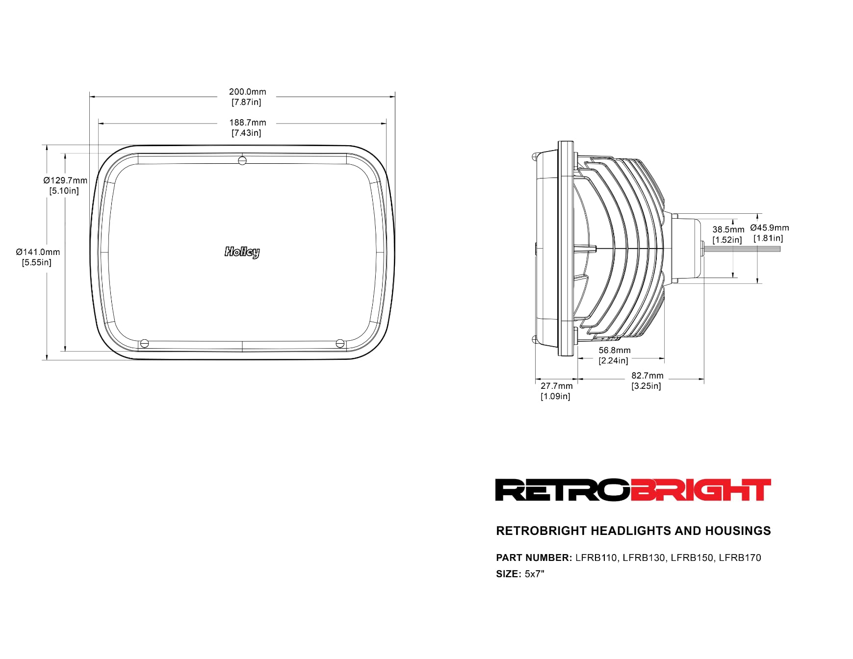 Retrobright - Retrobright Led Sealed 5X7 Rect Yellow (LFRB110)