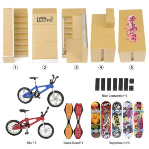 Fingerboard Skatepark Set 14Pcs - M.A.K Finger Skateboard Ramp 5Pcs with 9Pcs Mini Finger Toys Including Finger Skateboards, Finger Bike, Fingerboard Skate Park, Finger Skateboard Set for Kids Gift