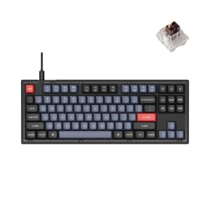 keychron v3 wired custom mechanical keyboard, tkl tenkeyless qmk/via programmable macro with hot-swappable keychron k pro brown switch compatible with mac windows linux (frosted black-translucent)