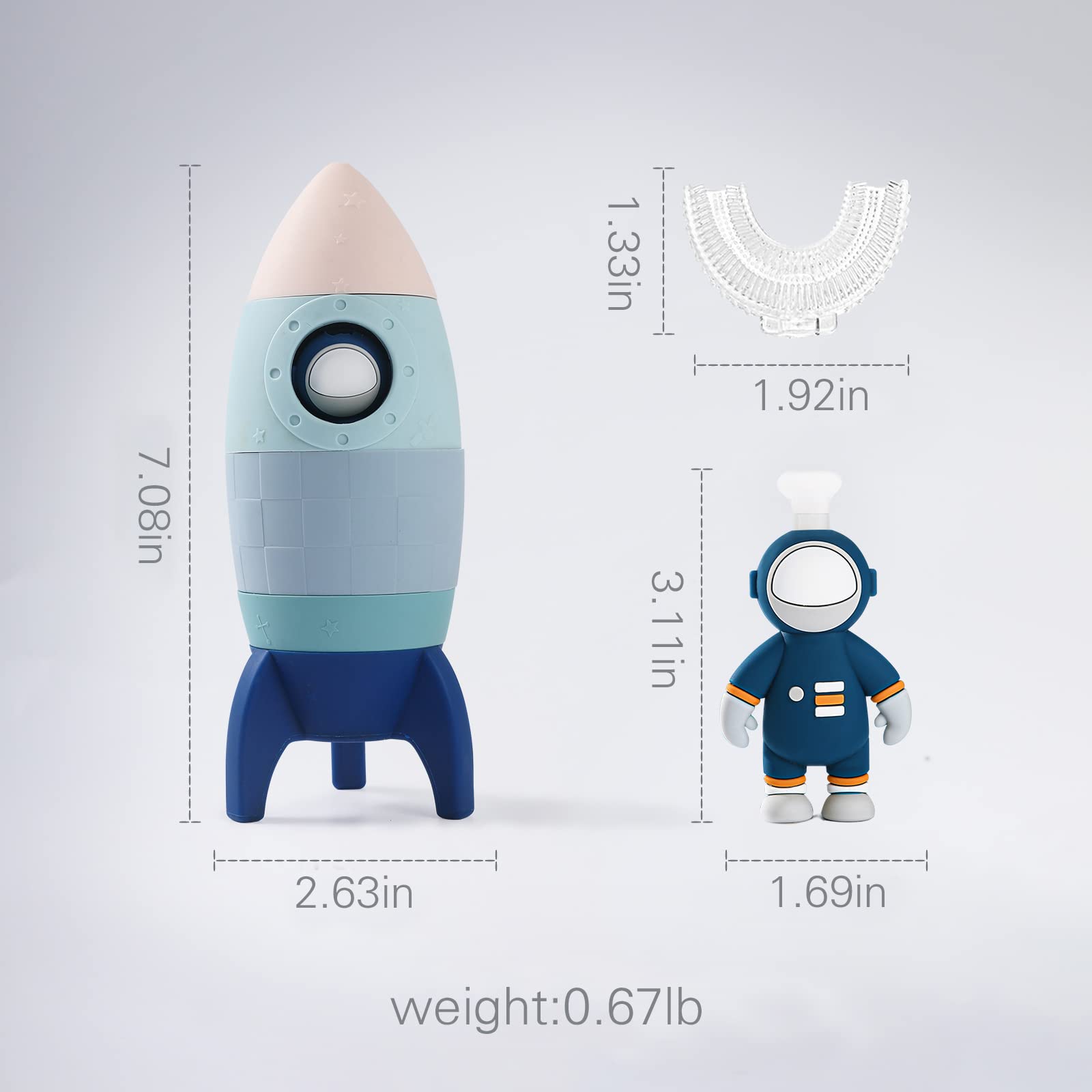 JETM·HH Silicone Rocket Stacking Toy - Space Rocket Toy - Baby Teething Toys -Early Learning Stacking Tower Educational Learning Stacking Toys Nesting Toy for Early Educational for Infants (Blue)