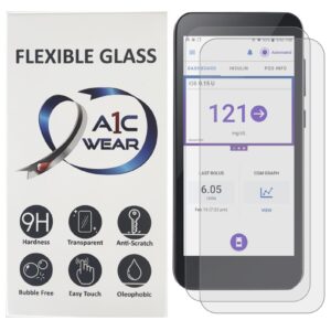 A1C WEAR - 9H Flexible Glass Screen Protector for Omnipod 5 Receiver PDM - Won't Crack or Chip - Anti-Scratch Anti-Fingerprint - 2 Pack