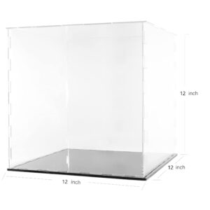 Clear Acrylic Display Case-Assemble Countertop Box for Display-Clear Display Box,Dustproof Protection Showcase for Toy Collectibles (12*12*12inch)