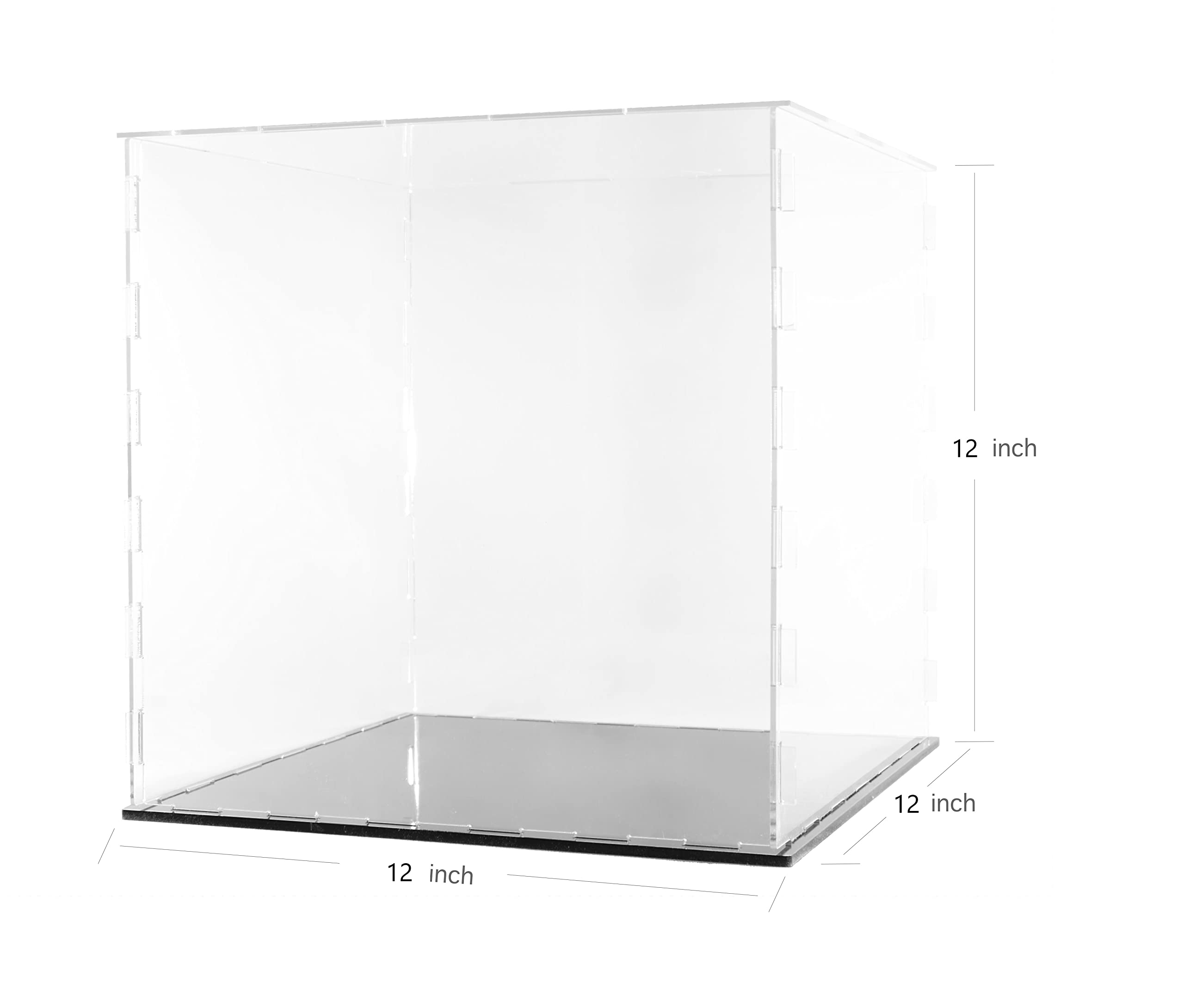 Clear Acrylic Display Case-Assemble Countertop Box for Display-Clear Display Box,Dustproof Protection Showcase for Toy Collectibles (12*12*12inch)