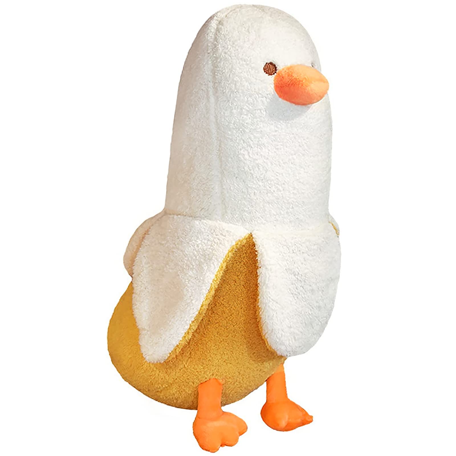 PEACH CAT Banana Duck Plush Toy Cute Plushie Hugging Plush Pillow Duck Stuffed Animal for Girls and Boys White 35.4"