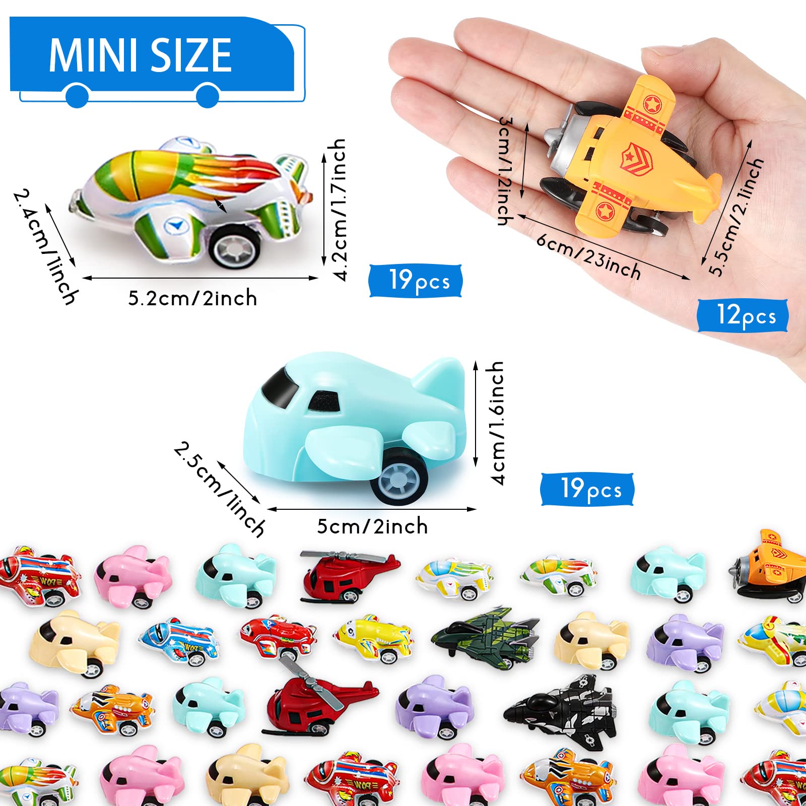 50 Pcs Small Plane Toys Mini Airplanes Treasure Box Toys for Classroom Pull Back Airplane Party Favors Fighter Jet Toy Helicopter Toys Plane Playset Figures for Birthday Day Gifts Goodie Bags Fillers