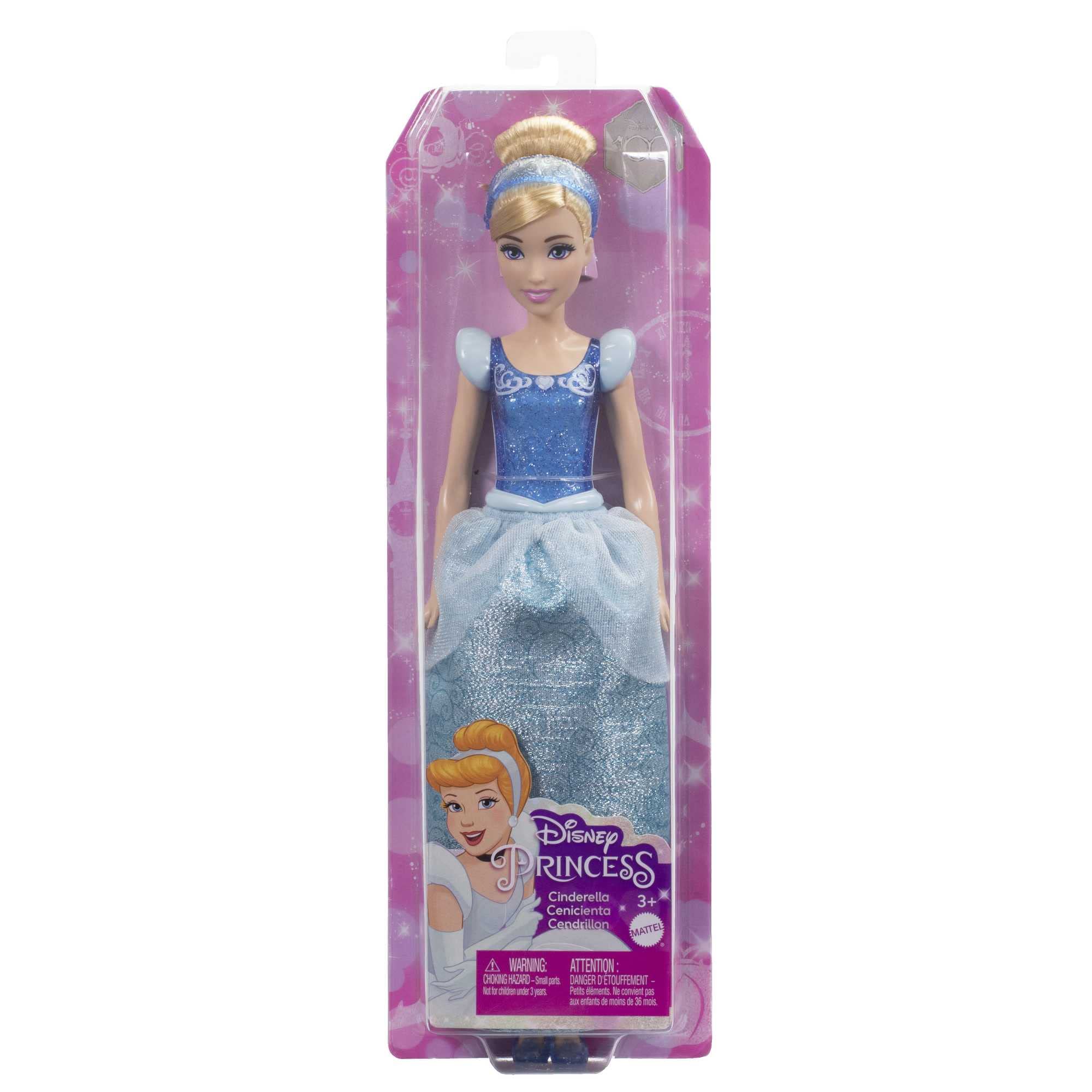 Mattel Disney Princess Toys, Cinderella Fashion Doll, Sparkling Look with Blonde Hair, Blue Eyes & Hair Accessory, Inspired by the Movie