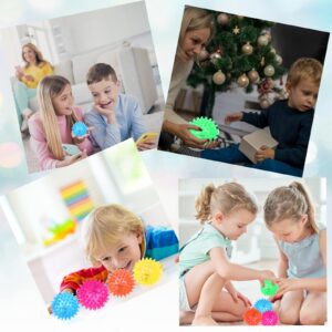 Haerbao 24 Pieces Light Up Bouncy Ball Light up Spike Rubber Ball Sensory Toy Flashing Spiky Sensory Stress Balls for Party Favors Student Gifts School Rewards(Cordless)