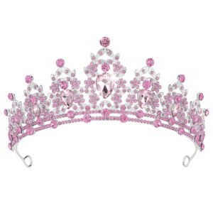 tiaras for women, didder pink crystal tiara crowns for women, silver crown tiaras for girls princess crown wedding tiaras and crowns for women brides birthday party christmas prom