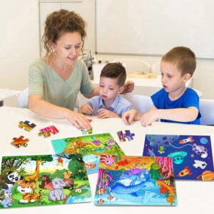 Puzzles for Kids Ages 3-5, Wooden Jigsaw Puzzles 24-30 Pieces for Toddler Children Learning Educational Puzzles 3 4 5 6 Year Toys for Boys and Girls (6 Puzzles)