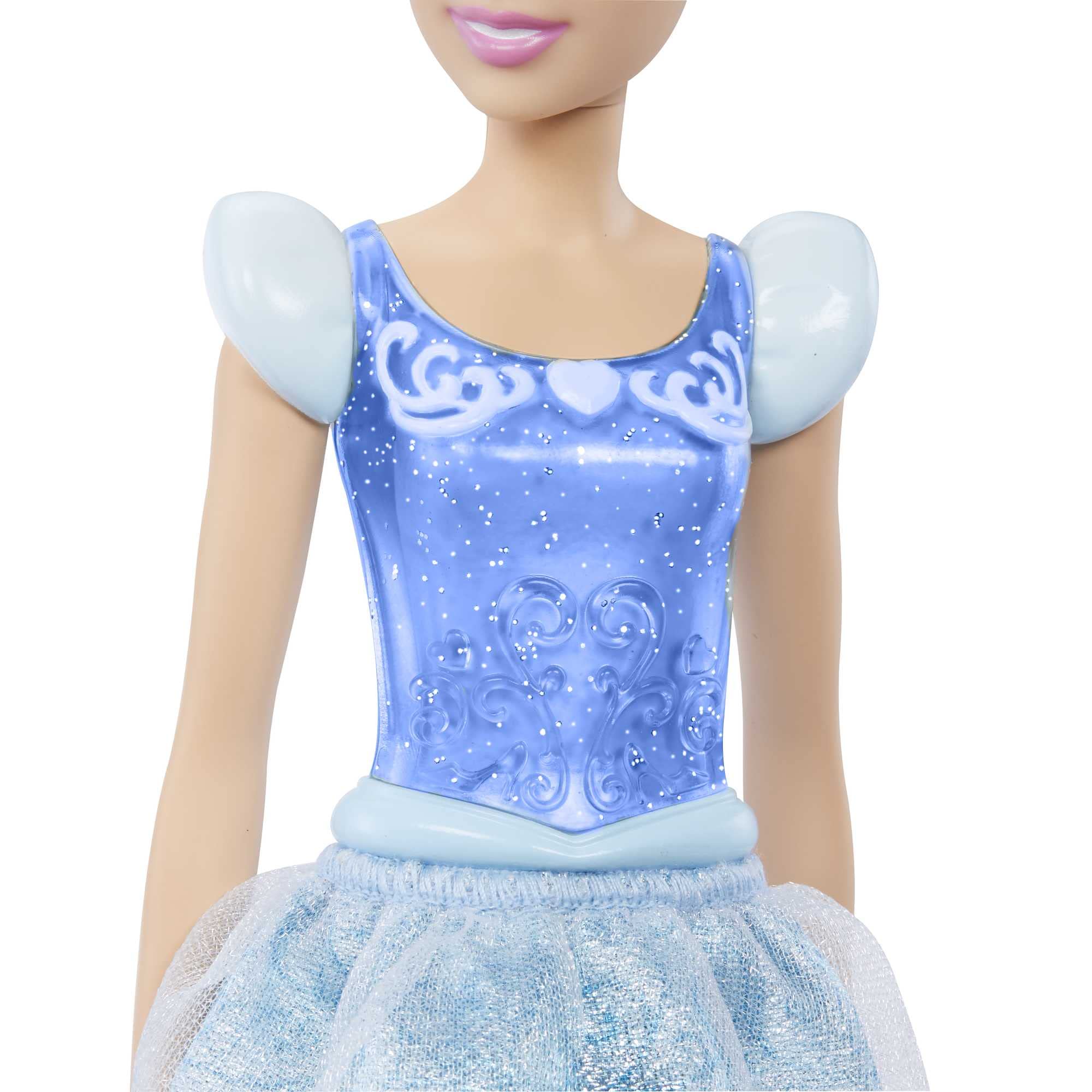 Mattel Disney Princess Toys, Cinderella Fashion Doll, Sparkling Look with Blonde Hair, Blue Eyes & Hair Accessory, Inspired by the Movie