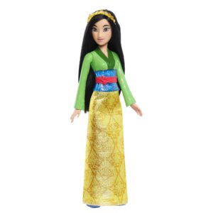 mattel disney princess toys, mulan fashion doll, sparkling look with black hair, brown eyes & hair accessory, inspired by the movie mulan