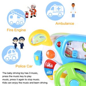 fisca Toddler Steering Wheel Toy Baby Interactive Learning Toy for Toddler 1-3 Year Old, My First Driving Educational Baby Musical Toy with Light and Sound for Preschool Kids