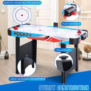 RayChee 48in Air Hockey Table for Kids and Adults, Portable Air Hockey Game Table w/LED Scoreboard, 2 Pucks, 2 Pushers, Powerful 12V Motor for Home, Game Room, Bar