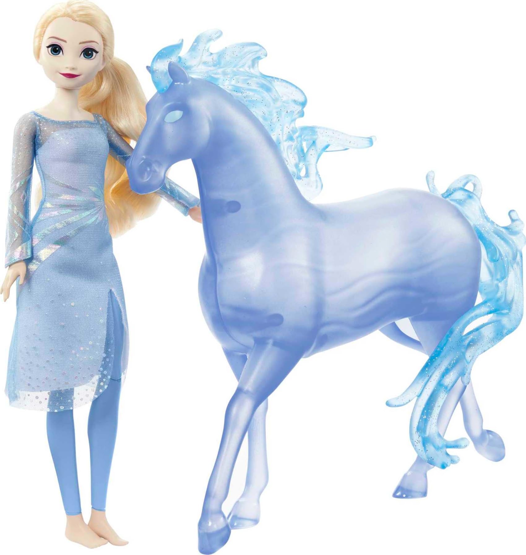 Mattel Disney Frozen Toys, Elsa Fashion Doll & Horse-Shaped Water Nokk Figure, Set Inspired by Mattel Disney's Frozen 2 Movie