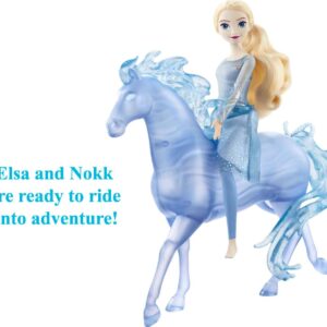 Mattel Disney Frozen Toys, Elsa Fashion Doll & Horse-Shaped Water Nokk Figure, Set Inspired by Mattel Disney's Frozen 2 Movie