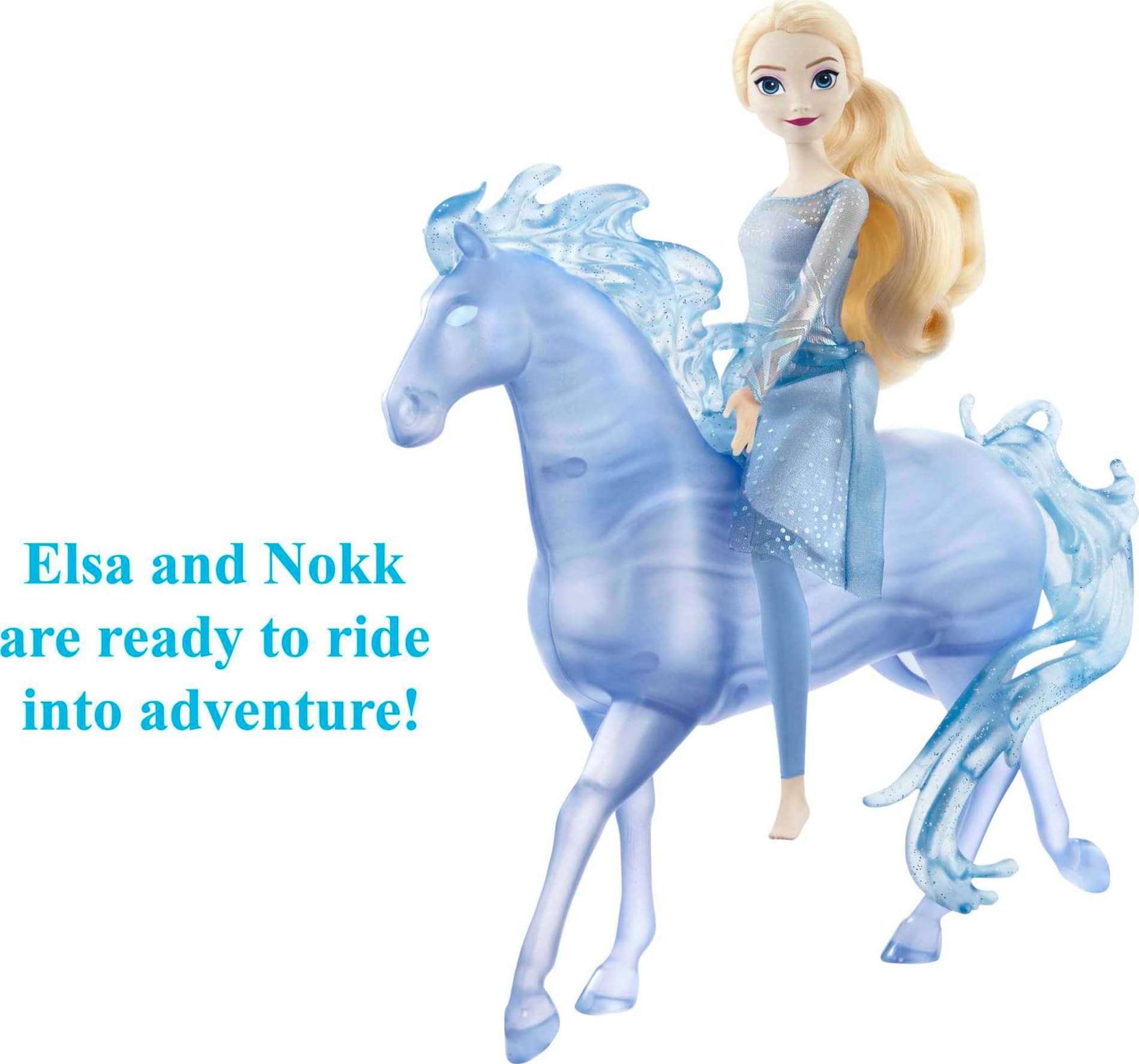 Mattel Disney Frozen Toys, Elsa Fashion Doll & Horse-Shaped Water Nokk Figure, Set Inspired by Mattel Disney's Frozen 2 Movie