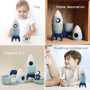 JETM·HH Silicone Rocket Stacking Toy - Space Rocket Toy - Baby Teething Toys -Early Learning Stacking Tower Educational Learning Stacking Toys Nesting Toy for Early Educational for Infants (Blue)