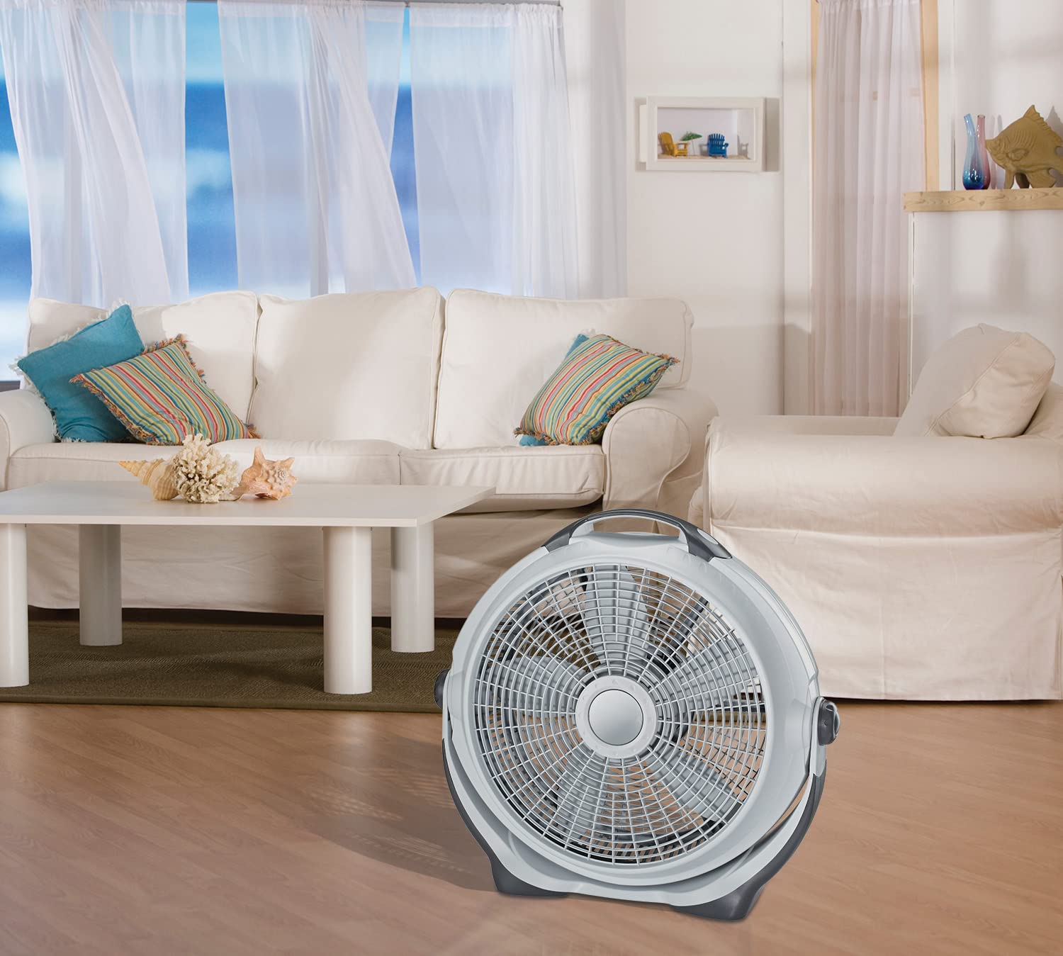 20" Air Circulator Wind Machine, 3-Speed Floor Fan with Pivoting Head, A20301, Gray