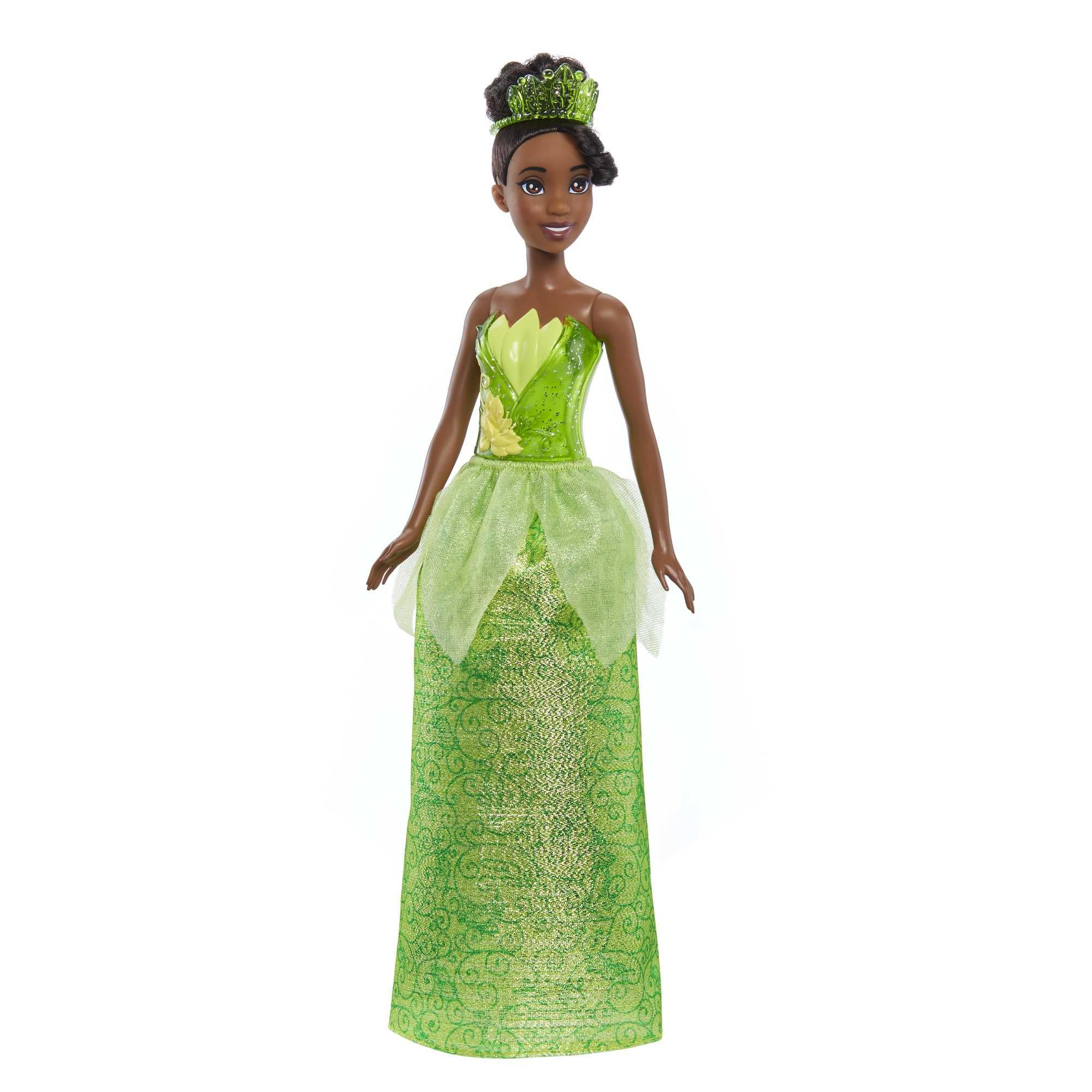 Mattel Disney Princess Toys, Tiana Fashion Doll, Sparkling Look with Brown Hair, Brown Eyes & Tiara Accessory, Inspired by The Princess & The Frog