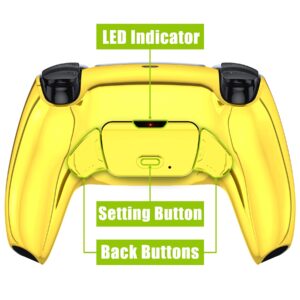 eXtremeRate Chrome Gold Faceplate & Programable Rise Remap Kit Compatible with ps5 Controller BDM-010 & BDM-020 - Controller NOT Included