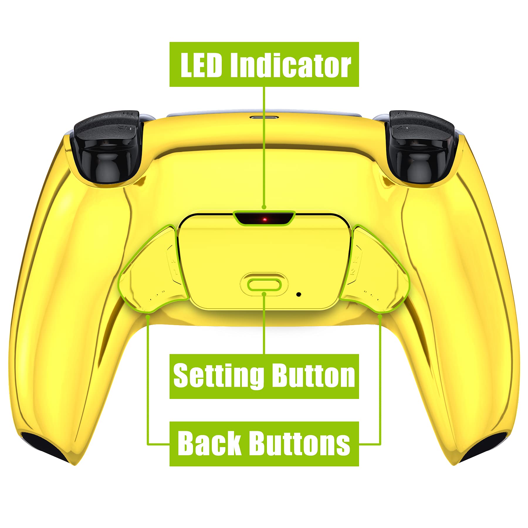 eXtremeRate Chrome Gold Faceplate & Programable Rise Remap Kit Compatible with ps5 Controller BDM-010 & BDM-020 - Controller NOT Included