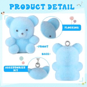 Aoriher 24 Pcs Miniature Flocked Plush Mini Bears Stuffed Bear Decorations for Birthday Baby Shower Cake Wedding Decorations Party Favor Supplies Bag Charm DIY (White, Pink, Purple, Blue)