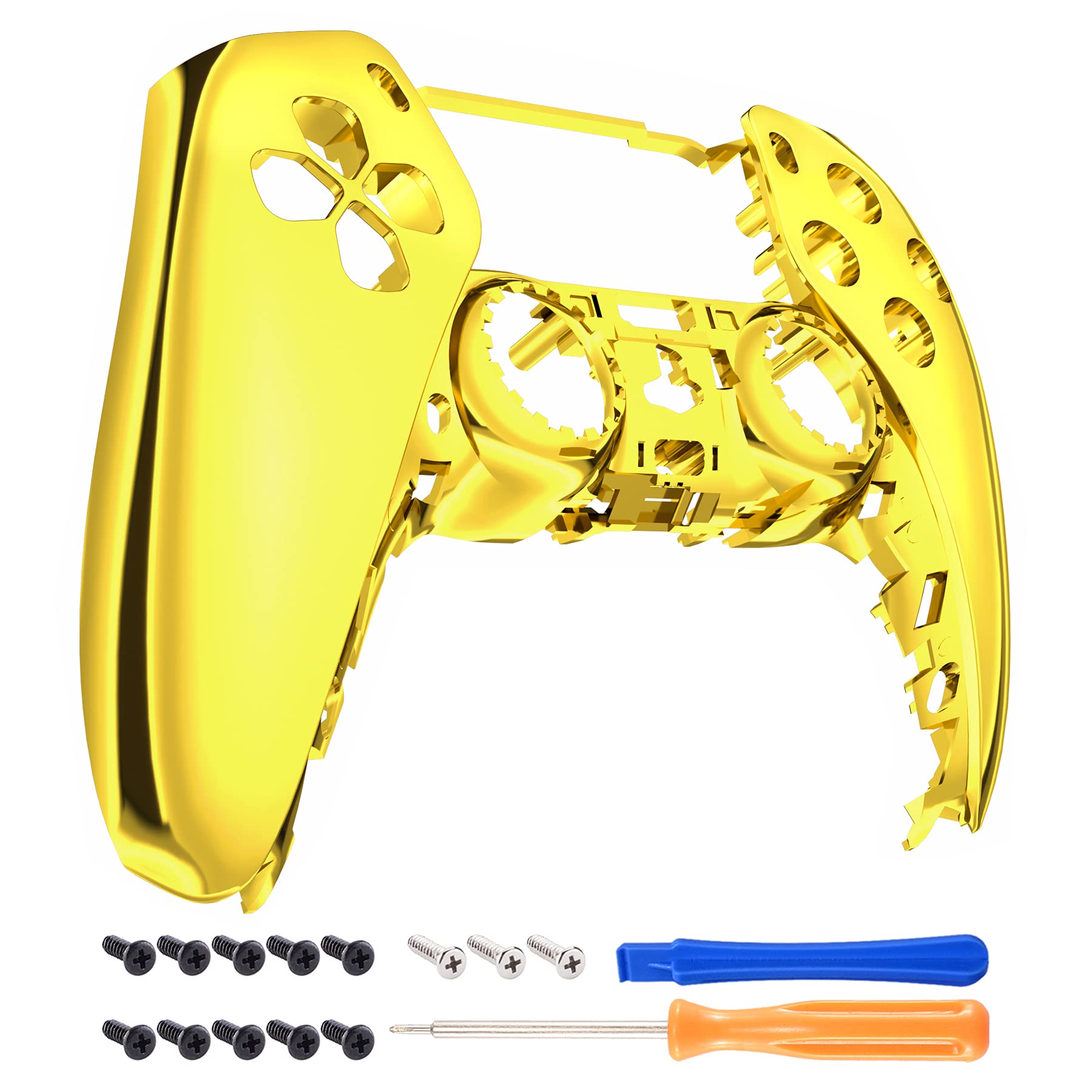 eXtremeRate Chrome Gold Faceplate & Programable Rise Remap Kit Compatible with ps5 Controller BDM-010 & BDM-020 - Controller NOT Included