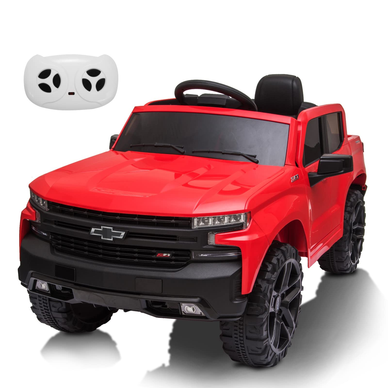 Kids Ride on Car with Remote Control, 12V Powered Wheels Licensed Chevrolet Silverado GMC Ride On Toddler Electric Vehicles for 3-8 Years, MP3,FM, Spring Suspension, LED Light,Red