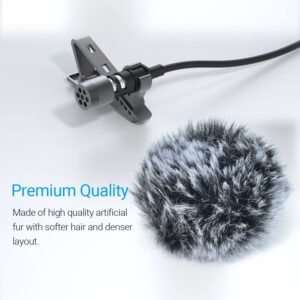 Cubilux Wind Muff (Dead cat) for Lavalier Lapel Microphone, Outdoor Furry Windscreen, Windshield, Windjammer for Mini MIC, 6-Pack