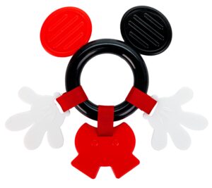 kids preferred disney baby mickey mouse teether, black & white high constrast toy, boys and girls ages 0+, stroller on the go activity toy, multicolor