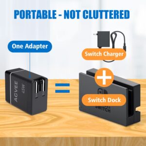 AGVEE Portable Replacement Switch OLED Dock Station Adapter, Multi in 1, 4K HDMI PD 45W Compatible with Nintendo Switch OLED with USB Type-C 3.1 Gen 2 Power Cable, Black