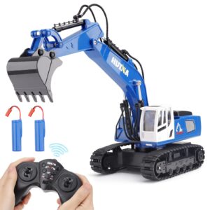 remote control excavator toys for boys - prebox rc excavators metal shovel for kids age 4-7 8 9 10 year old, birthday gifts ideas, 1/18 scale 2.4ghz