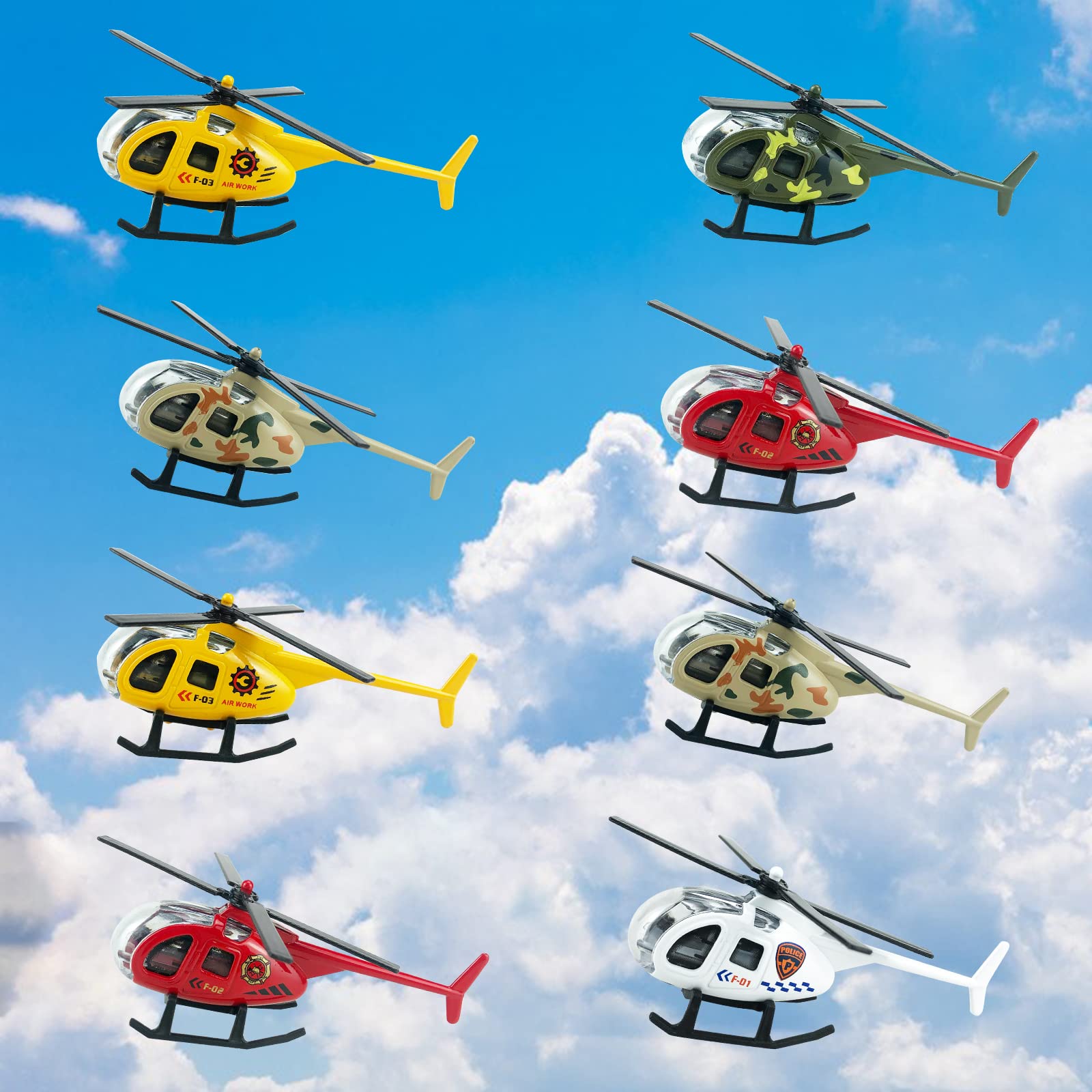 Tcvents Diecast Helicopters, 12 Pack Military Model Plane Helicopter Toy for Boys 3 4 5 6 7 Year Old, Airplane Vehicles Gift for Toddler Kids 3-8 Years Old Birthday Party Favors & Cake Toppers