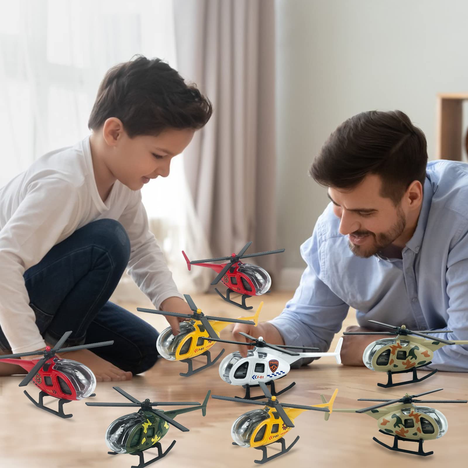 Tcvents Diecast Helicopters, 12 Pack Military Model Plane Helicopter Toy for Boys 3 4 5 6 7 Year Old, Airplane Vehicles Gift for Toddler Kids 3-8 Years Old Birthday Party Favors & Cake Toppers