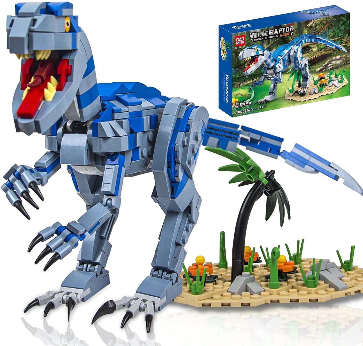 Jurassic Dinosaur Toys Compatible with Lego, 649PCS Velociraptor Building Kit for 6-10 Boys, 15.1 Inches Big Creative Dinosaur Toy for 7-9 Year Old Boy Christmas Birthday