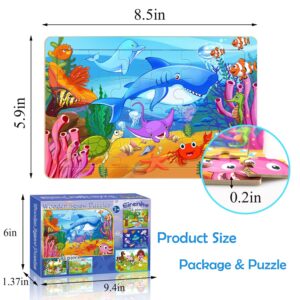 Puzzles for Kids Ages 3-5, Wooden Jigsaw Puzzles 24-30 Pieces for Toddler Children Learning Educational Puzzles 3 4 5 6 Year Toys for Boys and Girls (6 Puzzles)