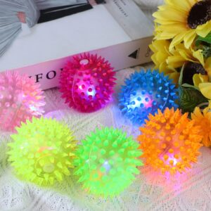 Haerbao 24 Pieces Light Up Bouncy Ball Light up Spike Rubber Ball Sensory Toy Flashing Spiky Sensory Stress Balls for Party Favors Student Gifts School Rewards(Cordless)