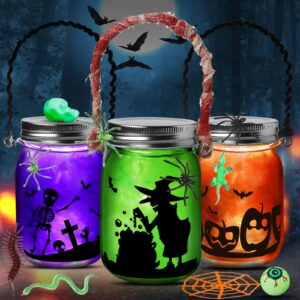 shylizard 3pack halloween crafts for kids, halloween mason jar with accessories, halloween diy arts and crafts kits, halloween art activities for kids age 3 4 5 6 7 8 9 10 years, halloween diy crafts