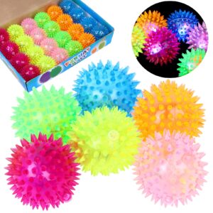 haerbao 24 pieces light up bouncy ball light up spike rubber ball sensory toy flashing spiky sensory stress balls for party favors student gifts school rewards(cordless)