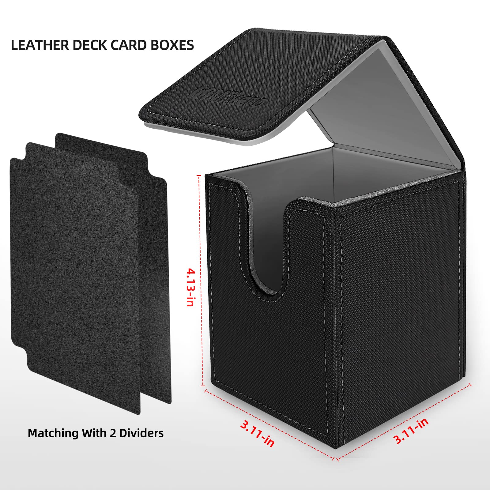 Mlikero 2 Pack Card Deck Box Large Size Fit for 100+Single Sleeved Cards with 2 Dividers,Trading Commander Deck Box Compatible with Mtg Card Deck,Premium Leather Deck Box for Trading Cards