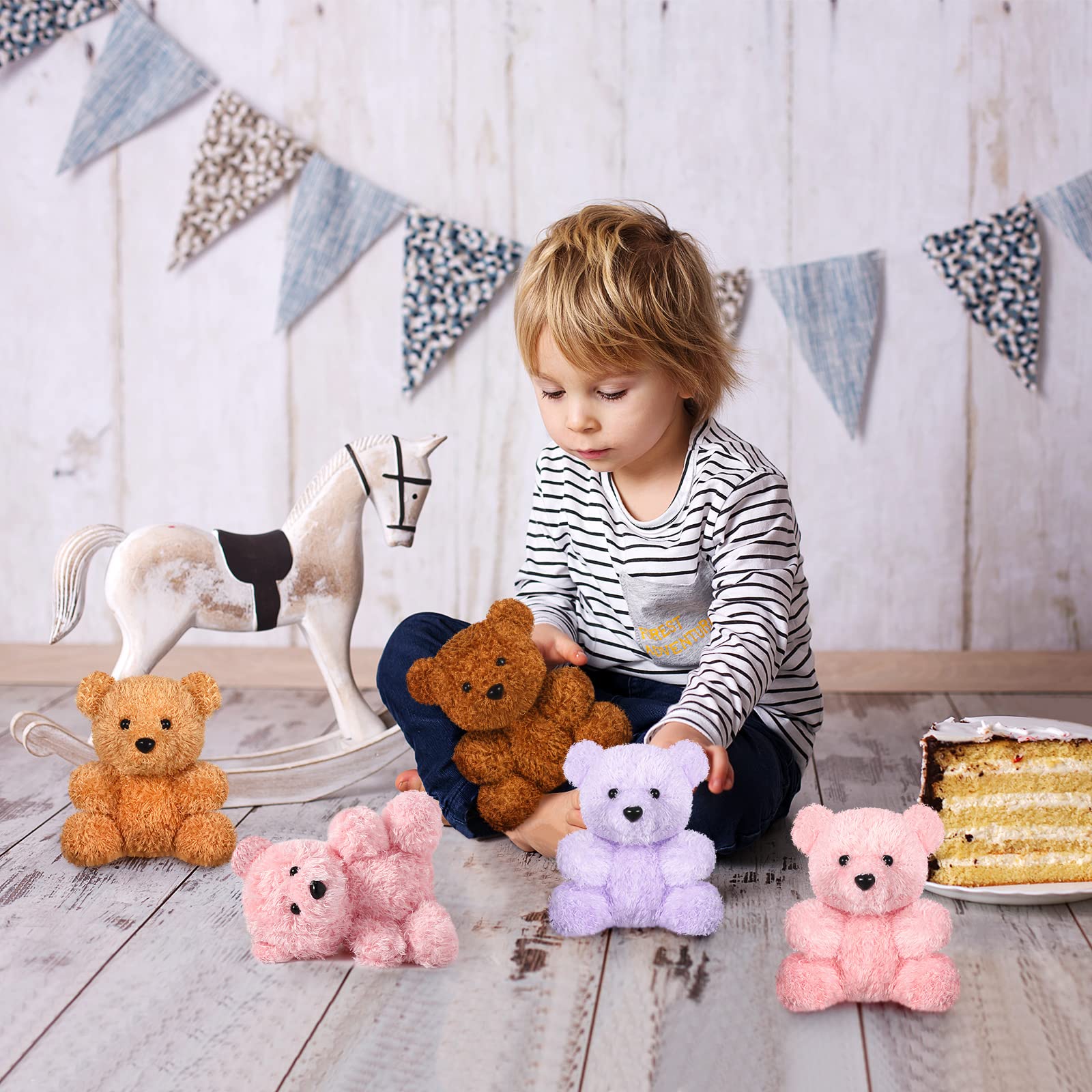 Threan 8 Pieces Mini Plush Bears 6 Inch Small Bear Stuffed Animal Toys Soft Bear Doll Wedding Present Box Stuffers for 2022 Graduation Baby Shower Birthday