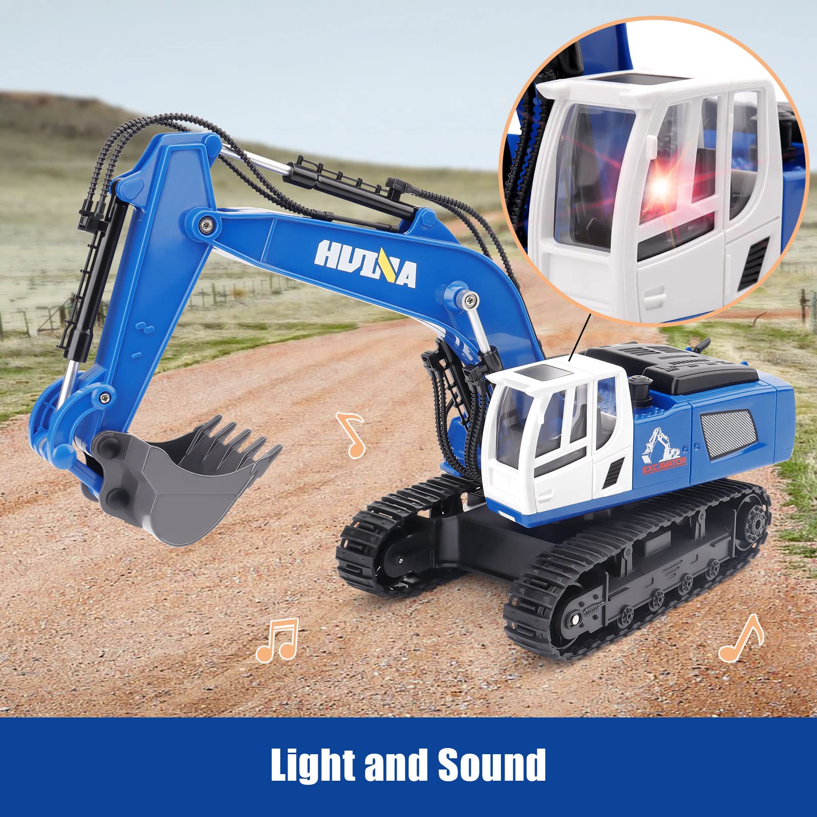 Remote Control Excavator Toys for Boys - PREBOX Rc Excavators Metal Shovel for Kids Age 4-7 8 9 10 Year Old, Birthday Gifts Ideas, 1/18 Scale 2.4Ghz