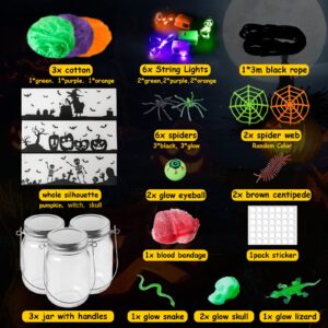 ShyLizard 3Pack Halloween Crafts for Kids, Halloween Mason Jar with Accessories, Halloween DIY Arts and Crafts Kits, Halloween Art Activities for Kids Age 3 4 5 6 7 8 9 10 Years, Halloween DIY Crafts