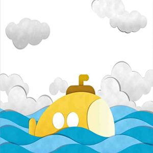 Ambesonne Yellow Submarine Duvet Cover Sets, Submarine Over The Wavy Sea and The Clouds in The Sky Image Print, Bedding Set with 2 Duvet Covers & 4 Pillowcases, 2 Pack Queen Size, Mustard and Blue