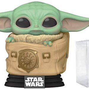 POP Star Wars: The Mandalorian - The Child in Bag [Grogu] Funko Vinyl Figure (Bundled with Compatible Box Protector Case), Multicolor, 3.75 inches