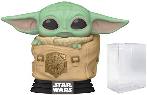 POP Star Wars: The Mandalorian - The Child in Bag [Grogu] Funko Vinyl Figure (Bundled with Compatible Box Protector Case), Multicolor, 3.75 inches