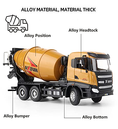 Ailejia Cement Mixer Toy Truck 1/50 Scale Metal Diecast Big Construction Engineering Vehicle Model Collection Diecast Alloy Truck Decoration Toy Gift for Kids (Cement Mixer Truck)