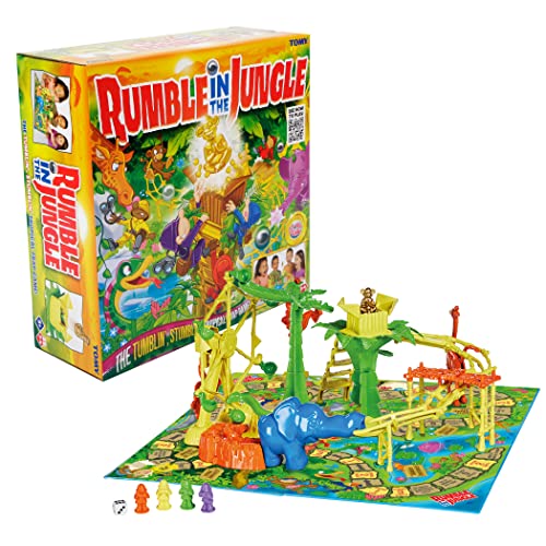 TOMY Rumble in The Jungle — Marble Run Family Board Game for Game Night — Fun Board Games for Kids — Ages 5+, Multicolor