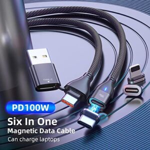 BoxWave Cable Compatible with Playaway Launchpad - MagnetoSnap PD AllCharge Cable (100W), Magnet PD 100W Charging Cable USB Type-C Micro USB for Playaway Launchpad - Jet Black