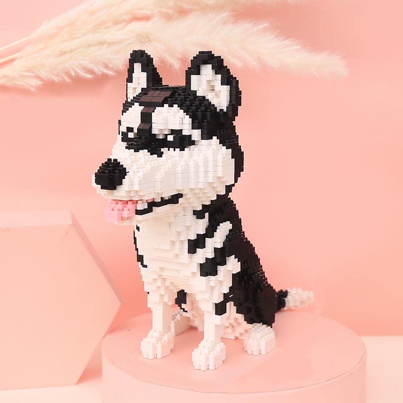 Building Blocks Mini Bricks Animal Pets, Dog Husky, Micro Bricks Dog Animal Building Toy Bricks Dog for Kids 10,11, 12, 13, 14, Teens or Adult, 1900 Pieces